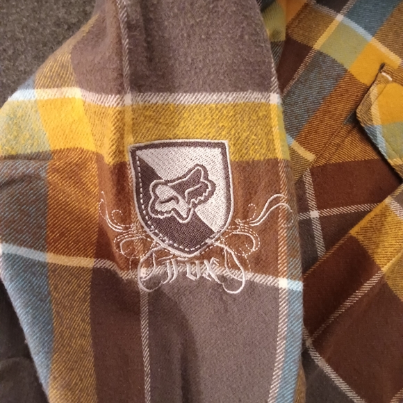 Fox Deluxe Men's Flannel Shirt(XXL)- plaid pattern-brown, mustard,teal and white - Picture 12 of 12